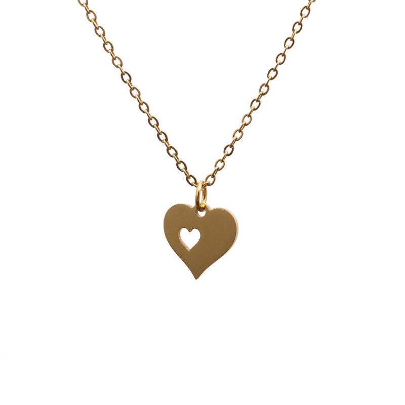 Stainless Steel Fully Polished Heart Pendant Necklace