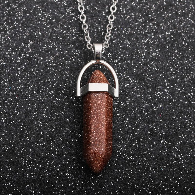 Stainless Steel Chain Hexagonal Pillar Pendant Necklace