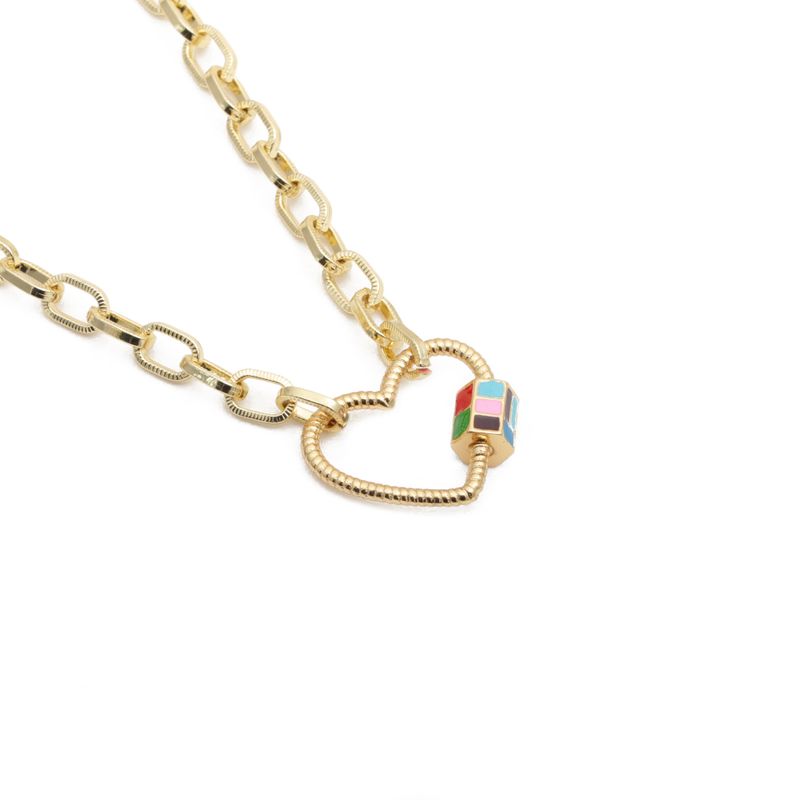 Punk Micro-inlaid Zircon Peach Heart Necklace