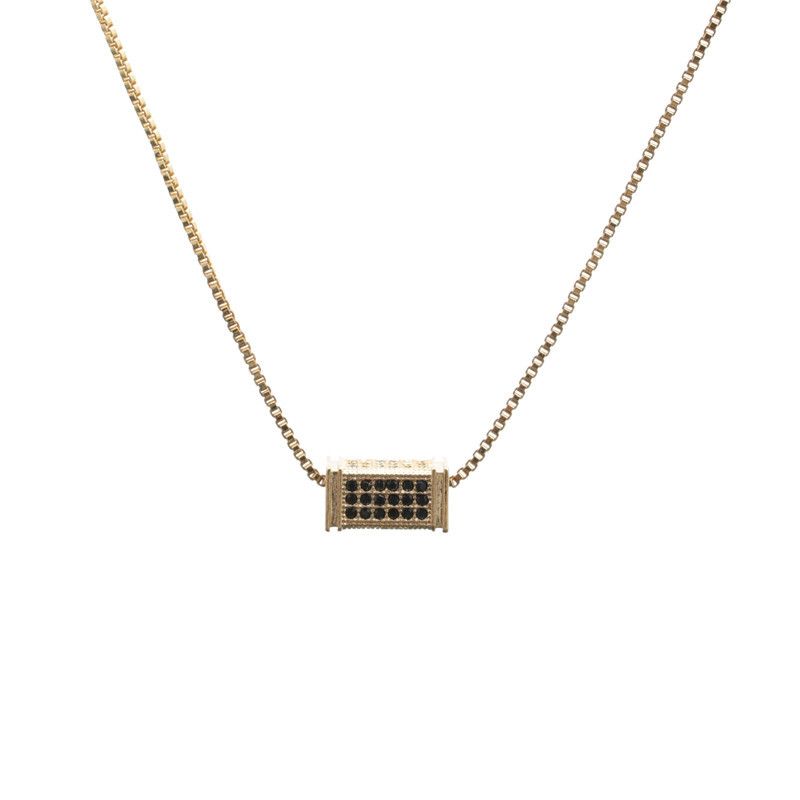 Micro-inlaid Zircon Cuboid Pendant Necklace