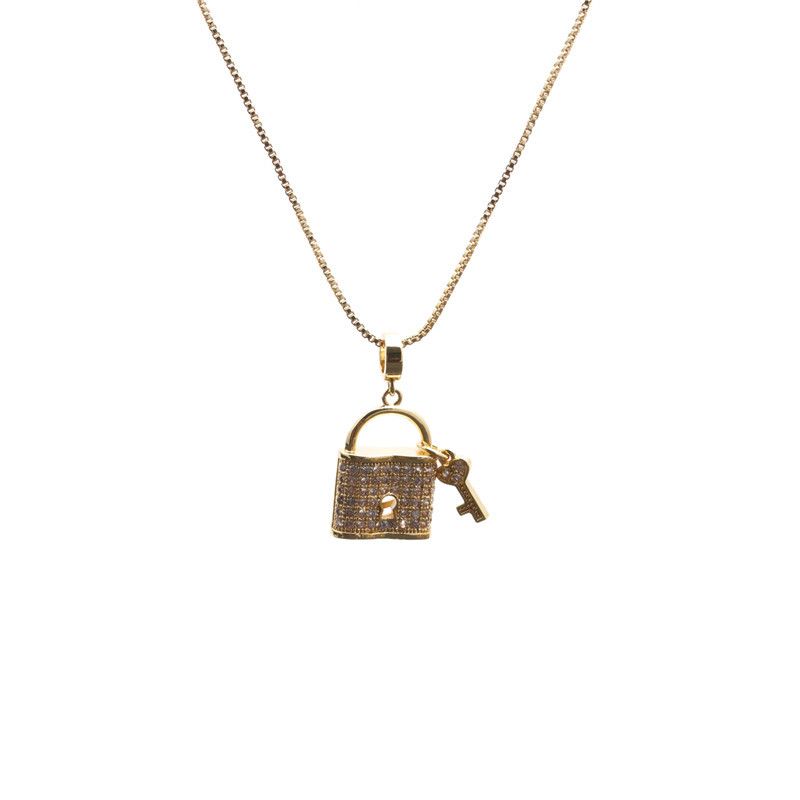 Micro-inlaid Zircon Key Lock Heart Pendant Necklace