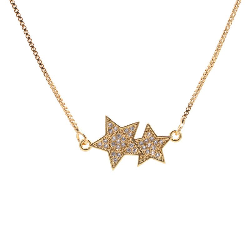 Micro-inlaid Zircon Stars Pendant Necklace