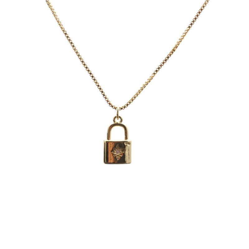 Micro-inlaid Zircon Lock Pendant Necklace
