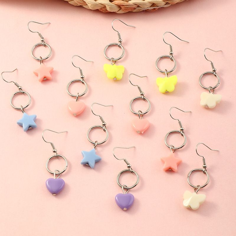 Ensemble De 6 Paires De Boucles D&#39;oreilles Coeur Papillon Étoile Pour Enfants