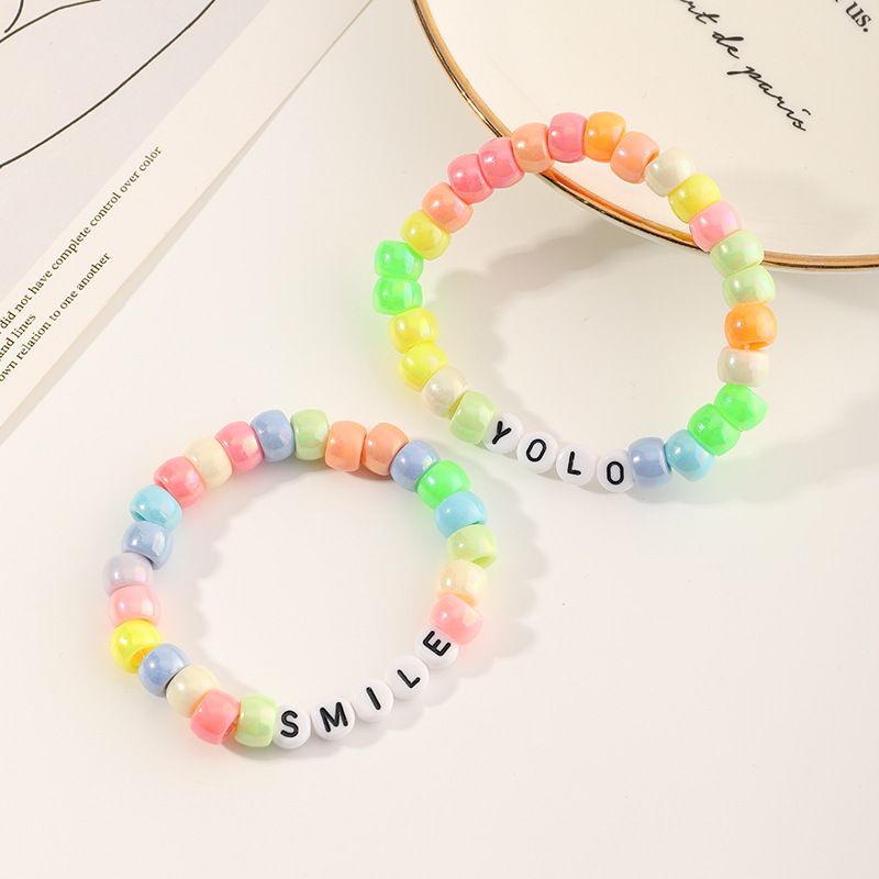 Simple Colorful Resin Letter Two-piece Children's Bracelets
