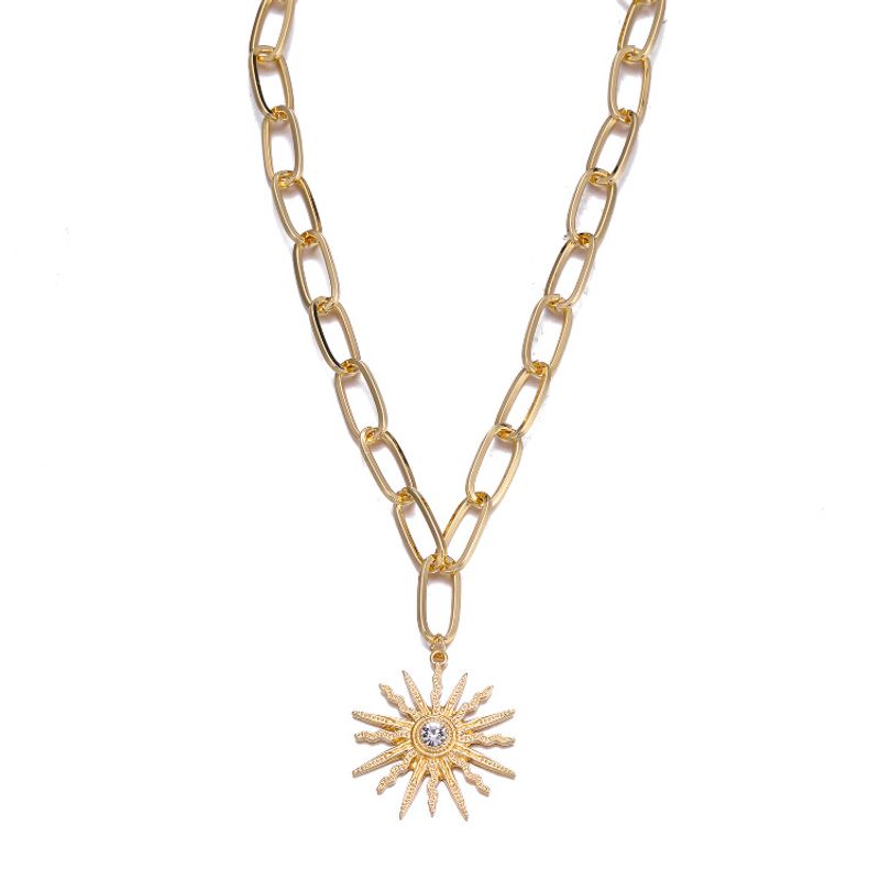 Collier Pendentif Fleur De Soleil Diamant Hip Hop Mode