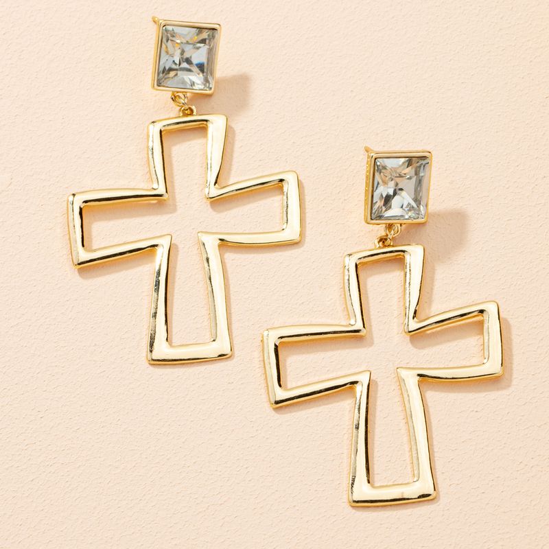 Fashion Cross Diamond Earrings