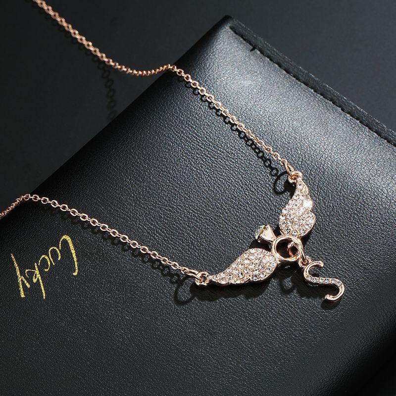 S Letter Angel Wings Diamond Necklace