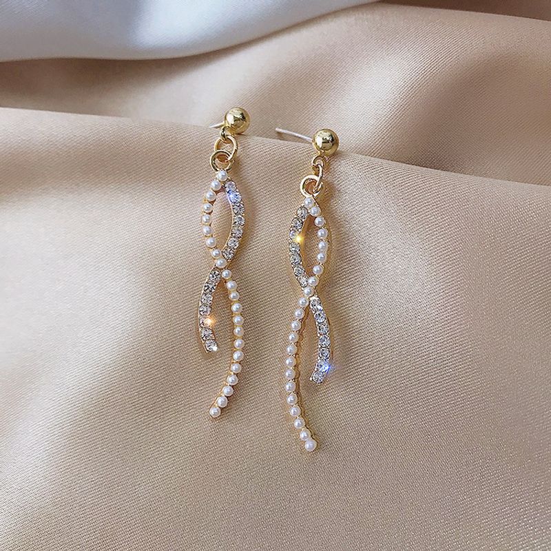 Korea Fashion Rhinestone Pearl Earrings
