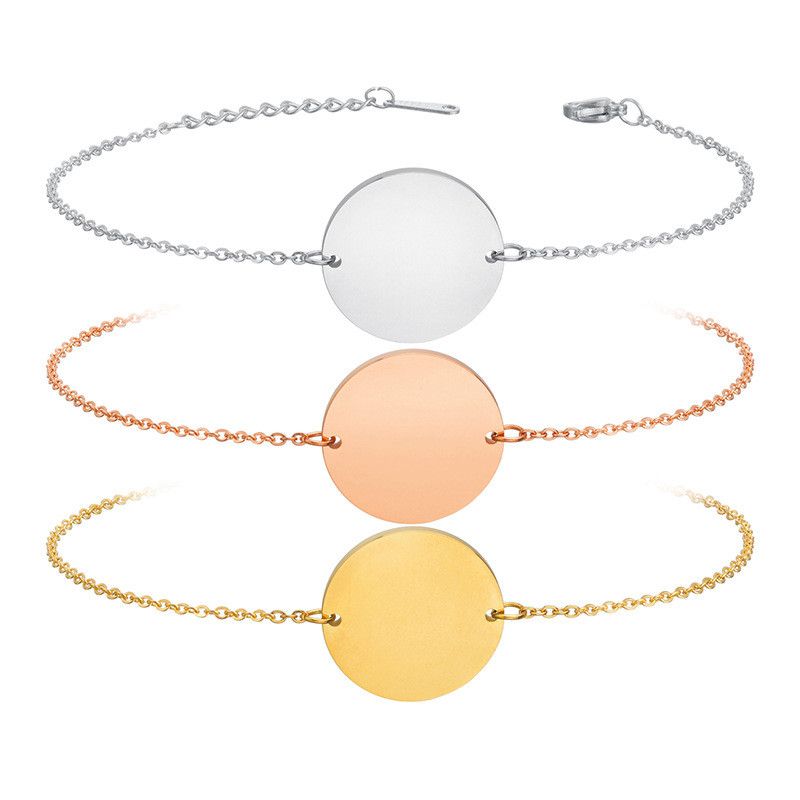 Style Simple Rond Acier Inoxydable 201 Acier Inoxydable Plaqué Or 18K Pas D'Incrustation Bracelets En Masse