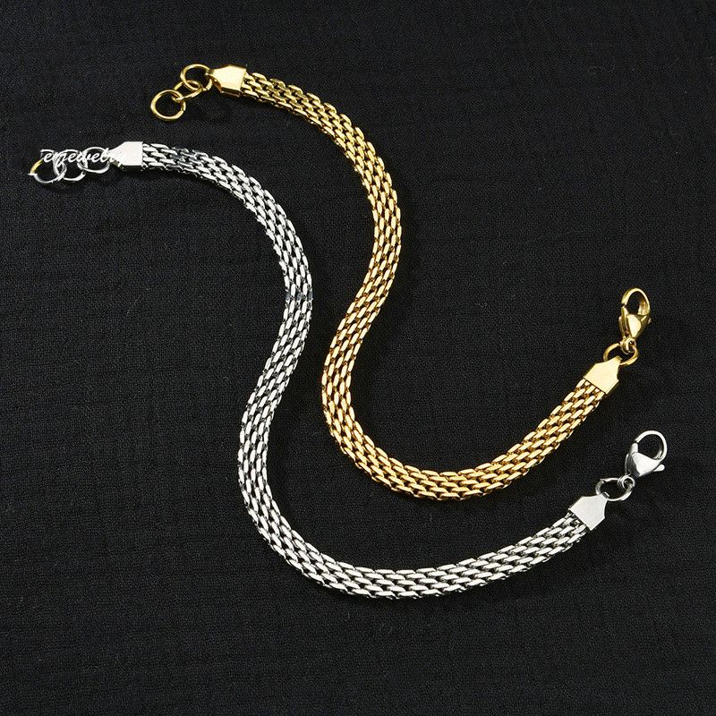 Trendy 6mm Square Simple Wild Thick Chain Bracelet