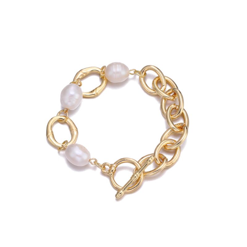Sweet Pearl Gold Alloy Chain Bracelet