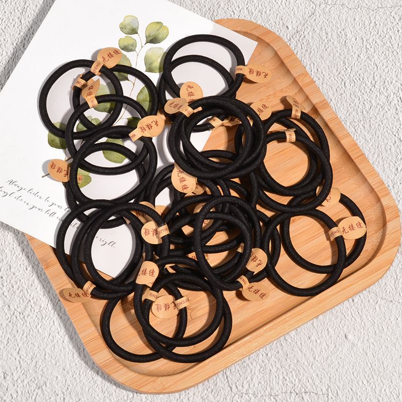 30 Piezas De Anillo De Pelo Simple Negro Puro