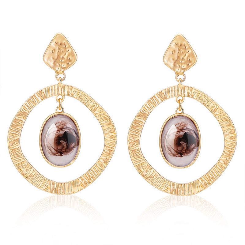 Fashion Circle Copper Drop Earrings 1 Pair