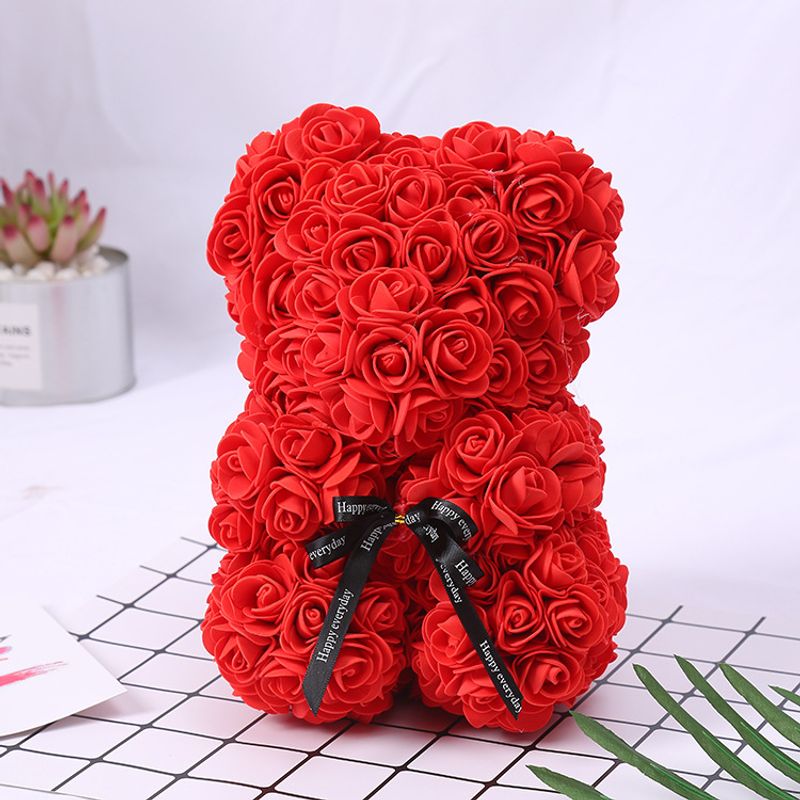 Cadeau Du Jour De Valentine Creative 25cm Rose Fleur Ours Cadeau Boîte Pe Fleur Romantique Mousse Ours Bébéar