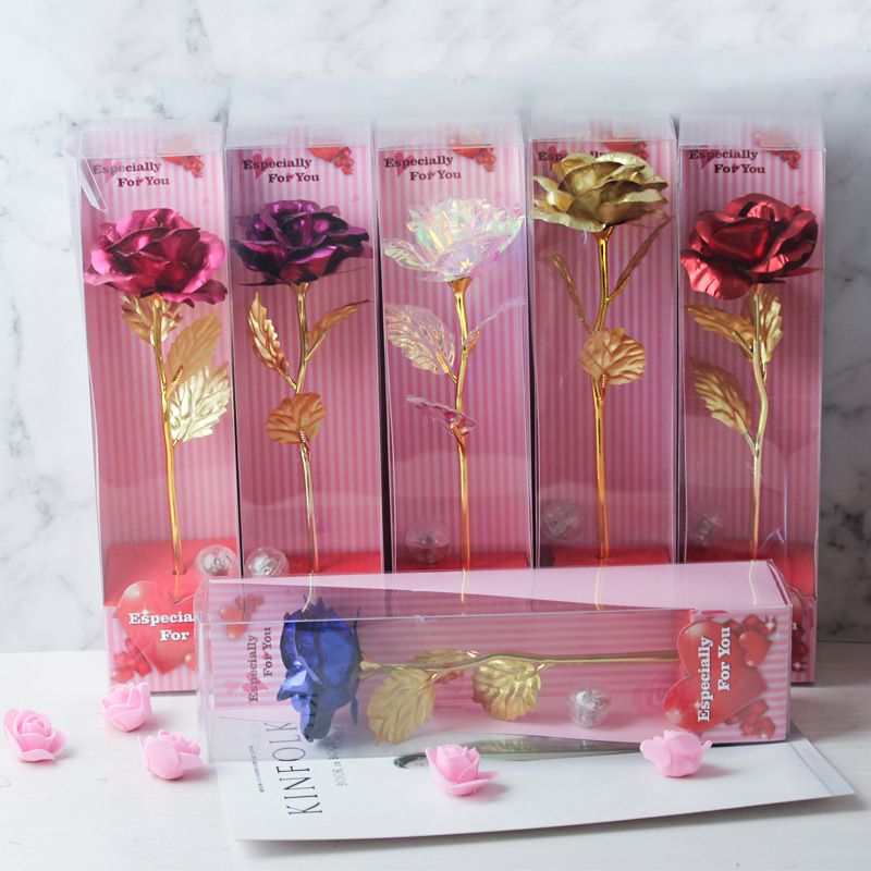 Caja De Regalo De San Valentín Con Lámina De Oro Rosa Brillante