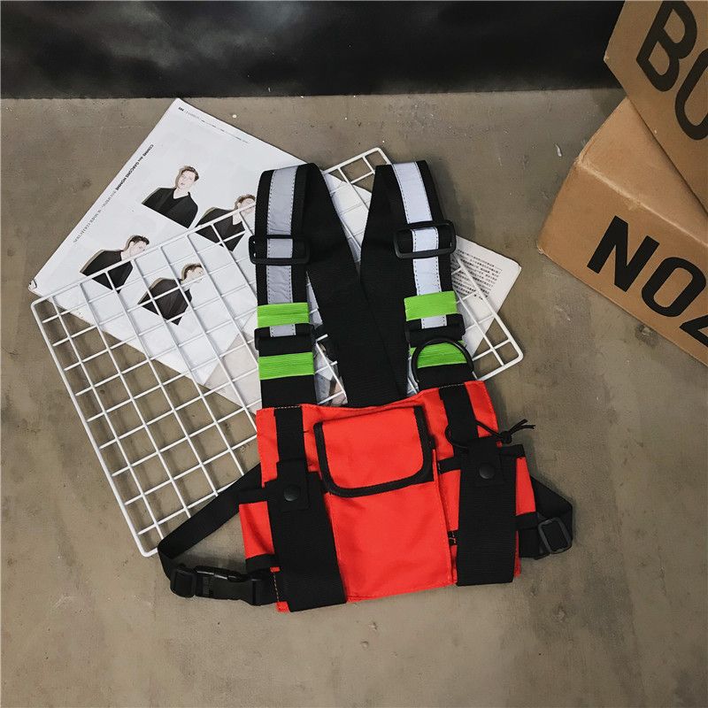 Trendy Vest Chest Bag Reflective Function Bag Walkie-talkie Tactical Hip-hop Multi-pocket Vest Bag