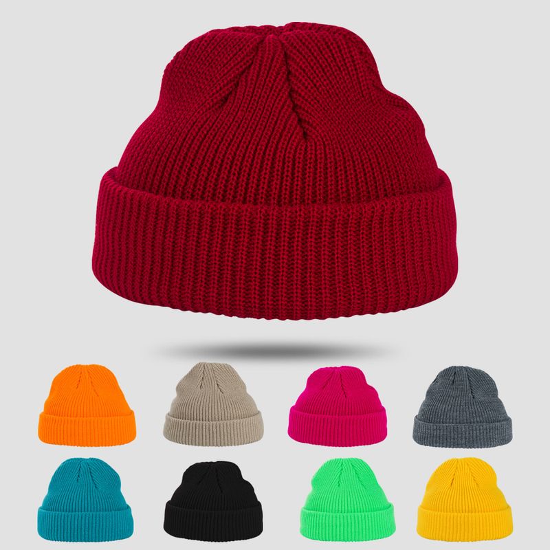 Exclusive For Cross-border Spot Goods Solid Color Knitted Hat Women's Autumn And Winter Warm All-matching Skullcap Korean Style Beanie Hat Woolen Cap Men's Fashion