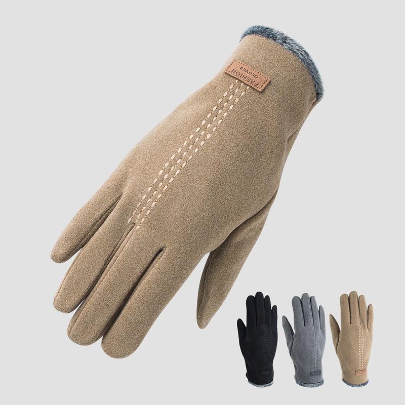 New Velvet Gloves Winter Warm Solid Color Outdoor Riding Cold-proof Finger Touch Screen Gloves