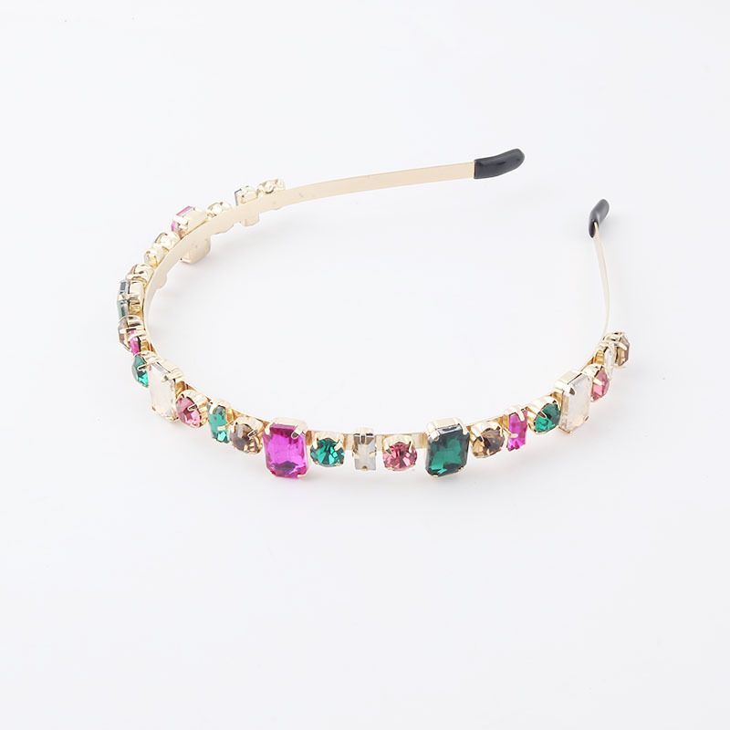 New Fashion Korean Style Small Color Rhinestone Metal Headband Women's Catwalk Street Shooting Gift Hair Accessories Headdress