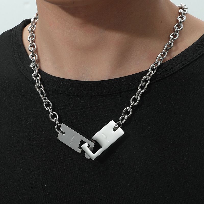 Diseño Minimalista Viento Oscuro Collar Personalidad Hip Hop Colgante Collar Corto De Acero Inoxidable