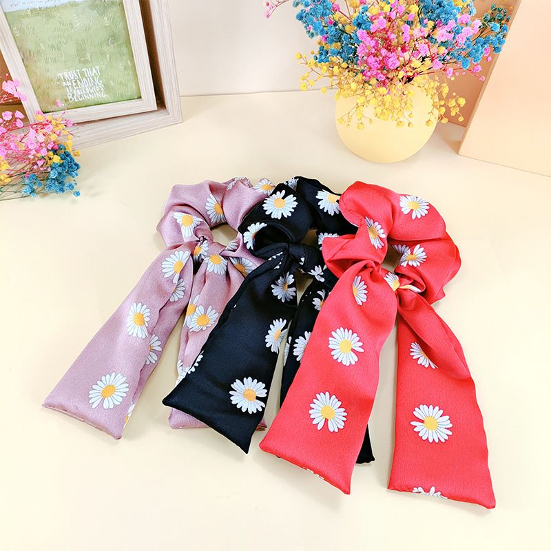 Simple Small Daisy Streamer Hair Scrunchies Tie Hair Rubber Band Head Rope Tie Fat Intestine Hair Ring