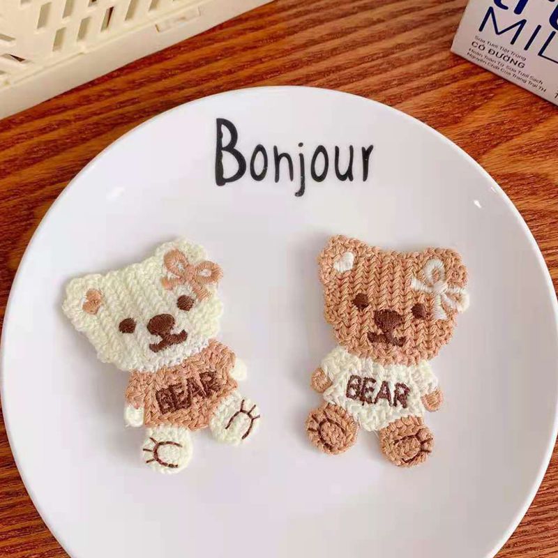 Cute Student Children Knitting Cartoon Bear Bb Clip Seaside Clip Side Bear Hair Clip