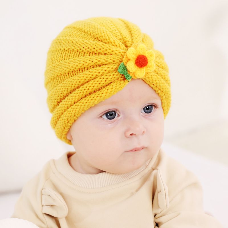 2021 Autumn And Winter Children's Woolen Knitted Hats Cute Little Flowers Warm Caps