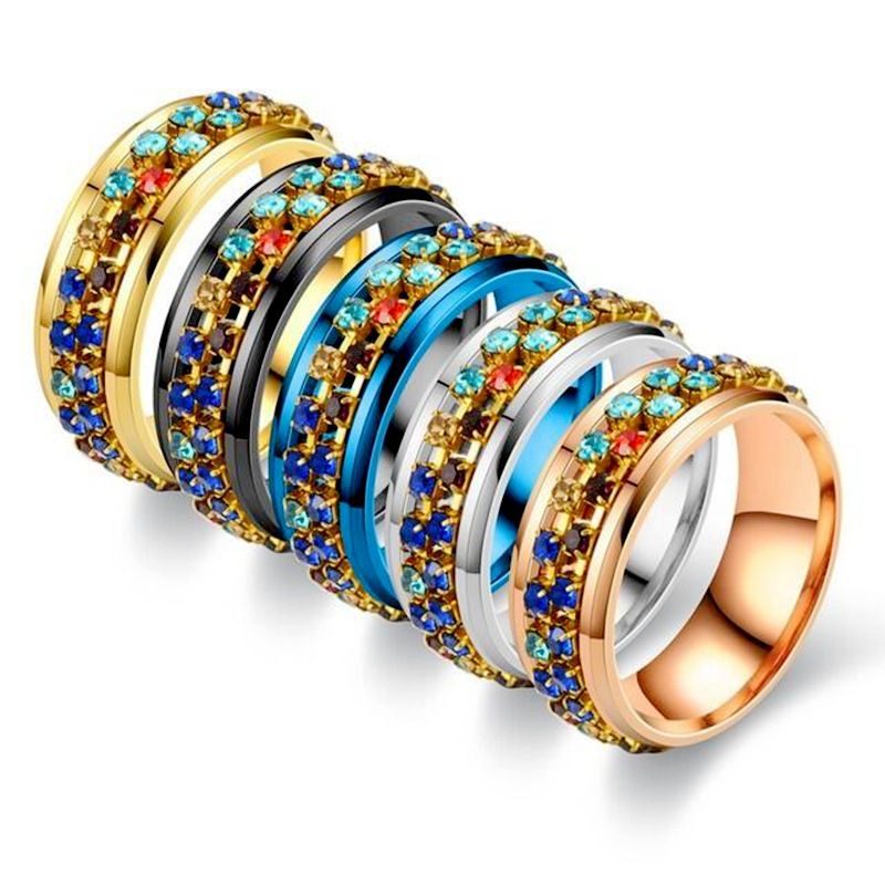 Grenz Überschreiten Des Neues Produkt Drehbarer Ring Titan Stahl Diamantring Europäischer Und Amerikanischer Zirkon Ring