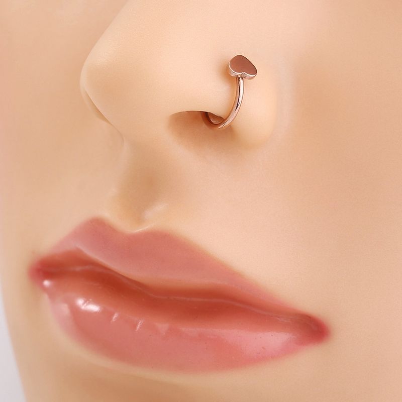 Tempérament De La Mode En Acier Inoxydable Sans Perforation Piercing Pince-nez En Forme De Cœur