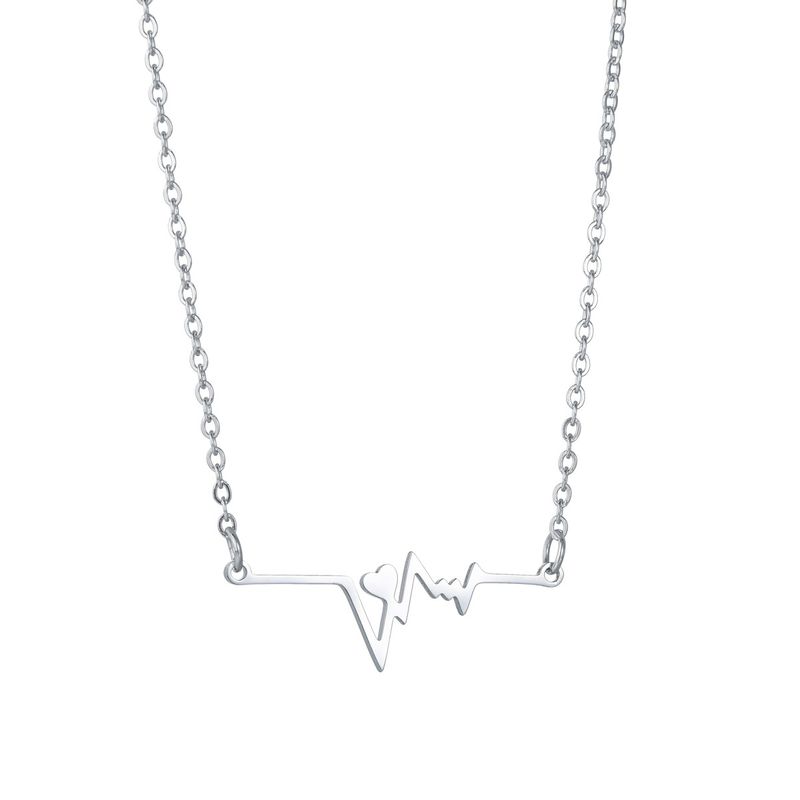 Korean Style Electrocardiogram Stainless Steel Necklace