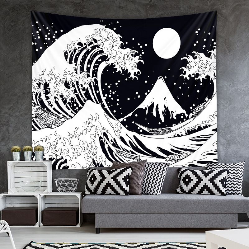 Wall Decoration Black White Lines Black And White Wave Tapestry Wall Decoration Cloth