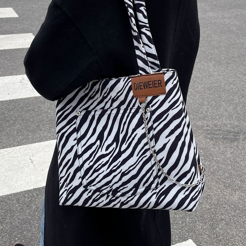 Tasche 2021 Neue Trendige Herbst- Und Winter-retro-zebramuster-fashion-ein-schulter-einkaufstasche Mit Großem Fassungsvermögen