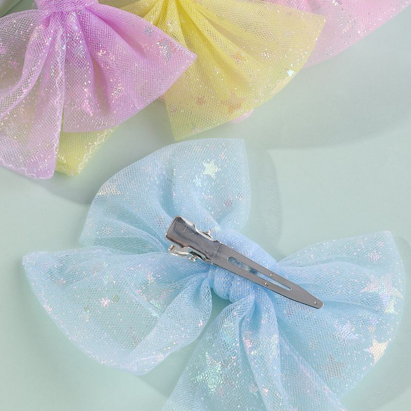 Star And Moon Print Lace Bow Hairpin Set