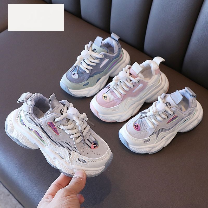 Girls' Fashion Sneakers 2021 Spring And Autumn New Non-slip Soft Bottom Boys Dad Shoes Lightweight Medium And Large Children's Casual Shoes
