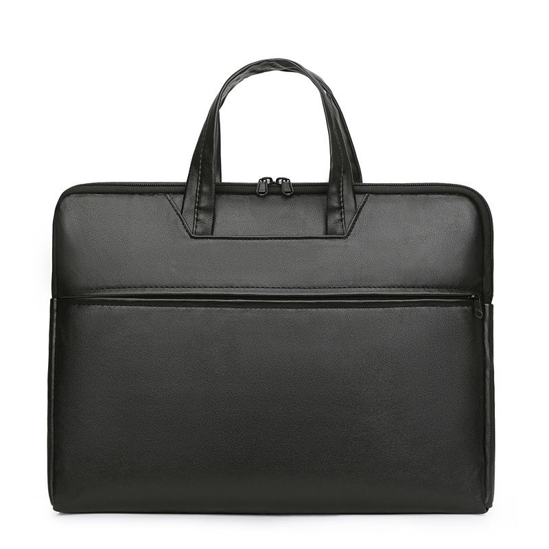 Tragbare Laptoptasche Herbst Pu Mode Einfache Schwarze Herrenhandtasche