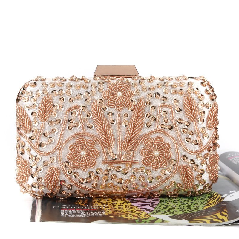 New Sequin Dinner Bag Handmade Bead Embroidery Banquet Clutch Bag Evening Bag Clutch