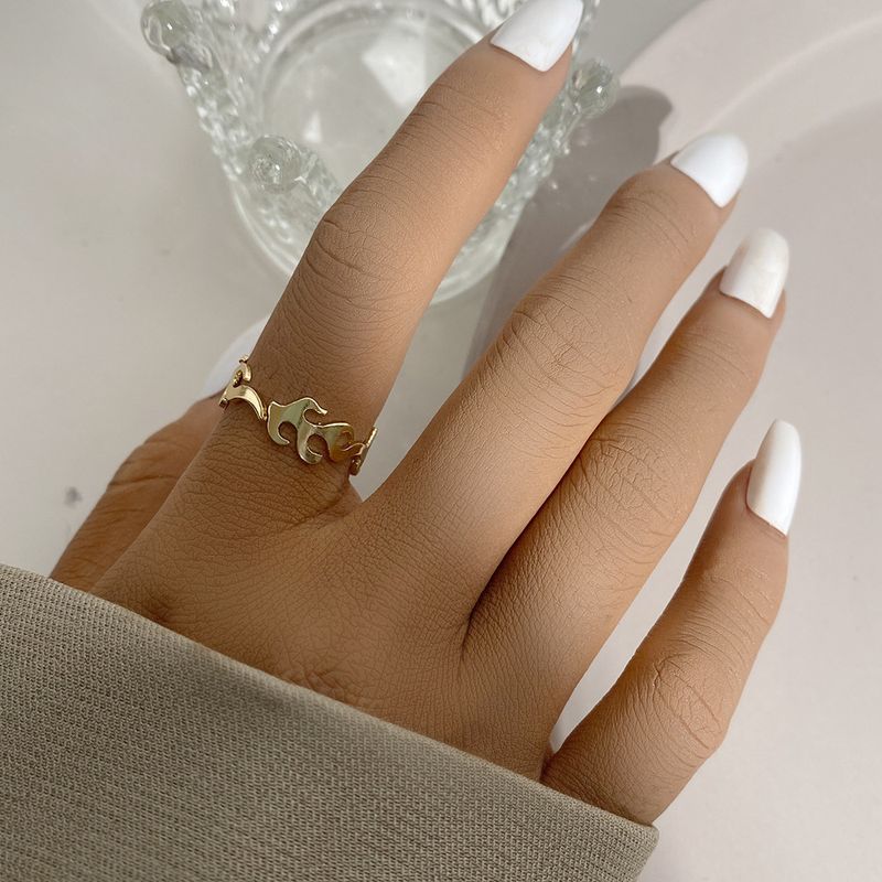 European And American Creative Opening Cross-border Trend Flame Opening Index Ring Golden Alloy Ring