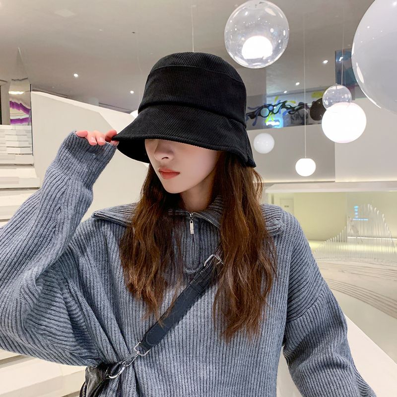 Pure Color Hat Korean Fashion Trend Split Corduroy Fisherman Hat