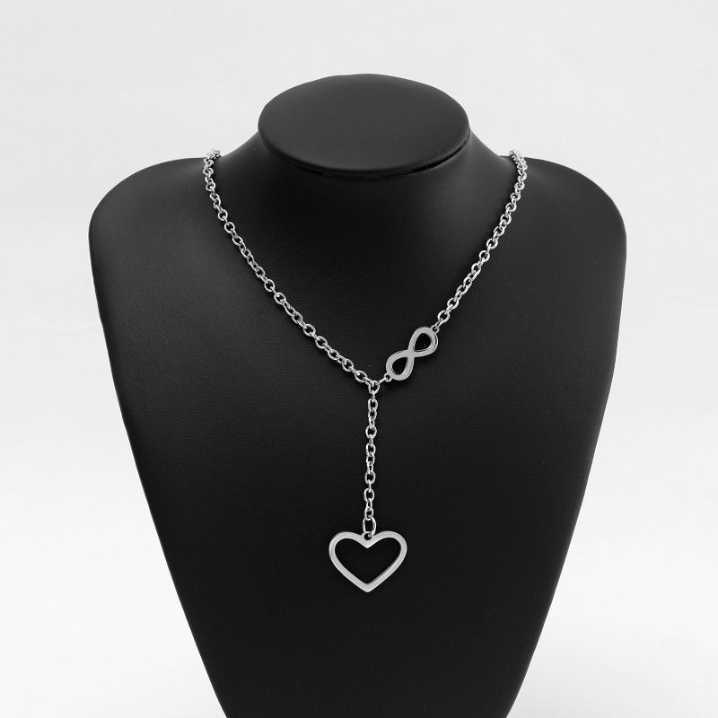 Neue Mode Titan Stahl Herz Nummer 8 Anhänger Halskette Damen Schmuck Großhandel