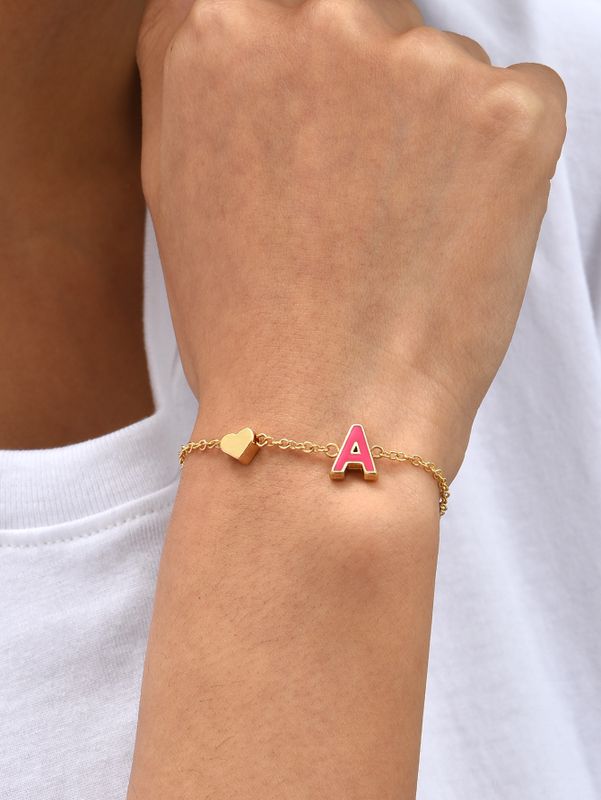European And American New Personality Simple Alloy Letter Dripping Oil Bracelet Bracelet