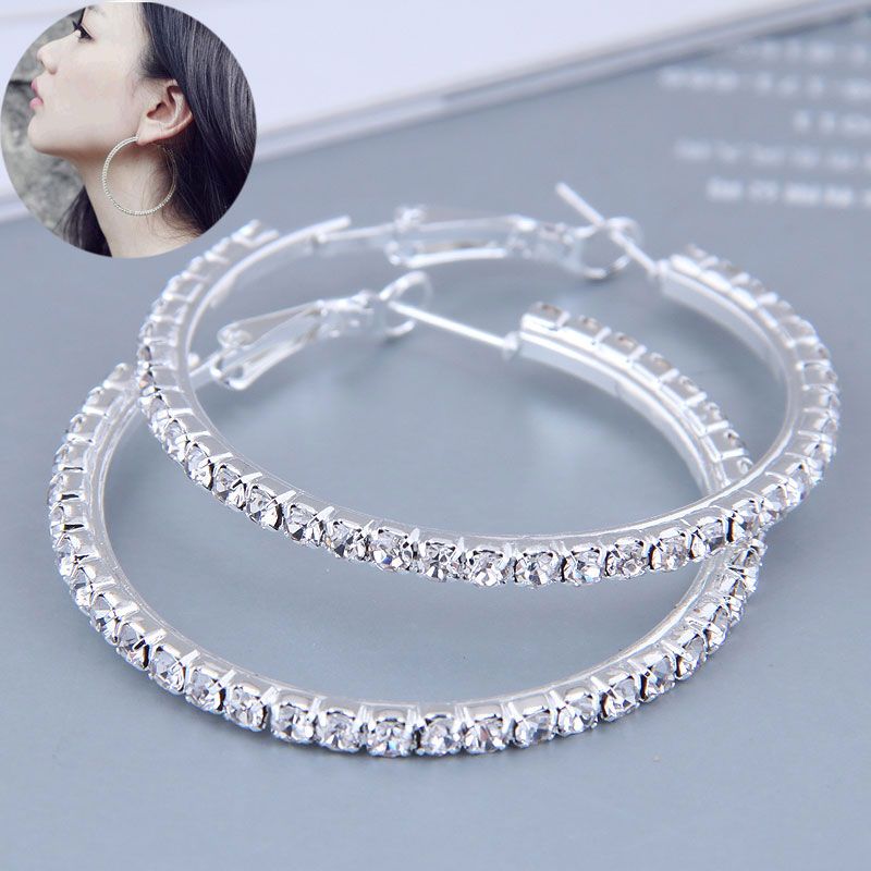 40mm Fashion Full Diamond Large Circle High Quality Earrings
