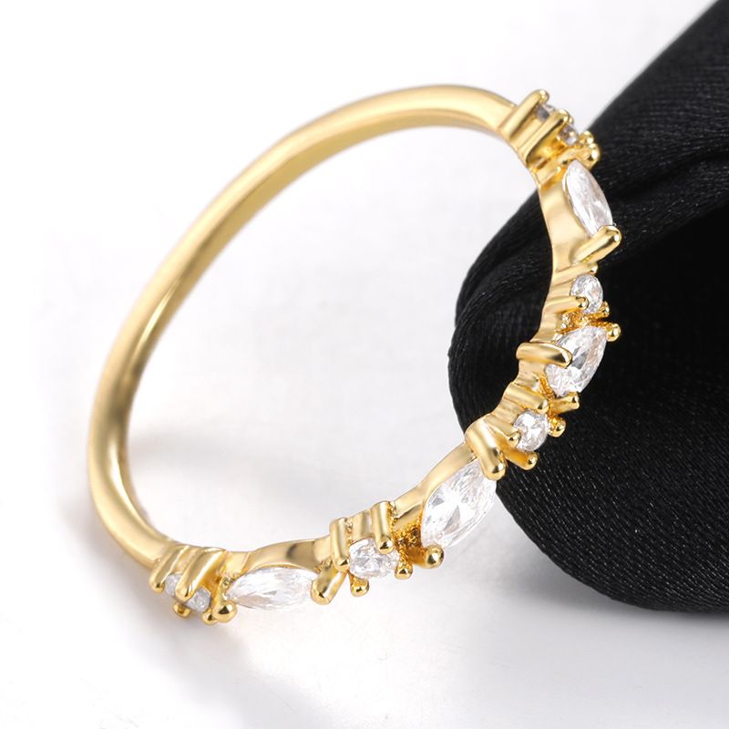 18k Gold Zirkon Ring Exquisiter Diamant Feiner Ring Grenzüberschreitender Einfacher Schmuck