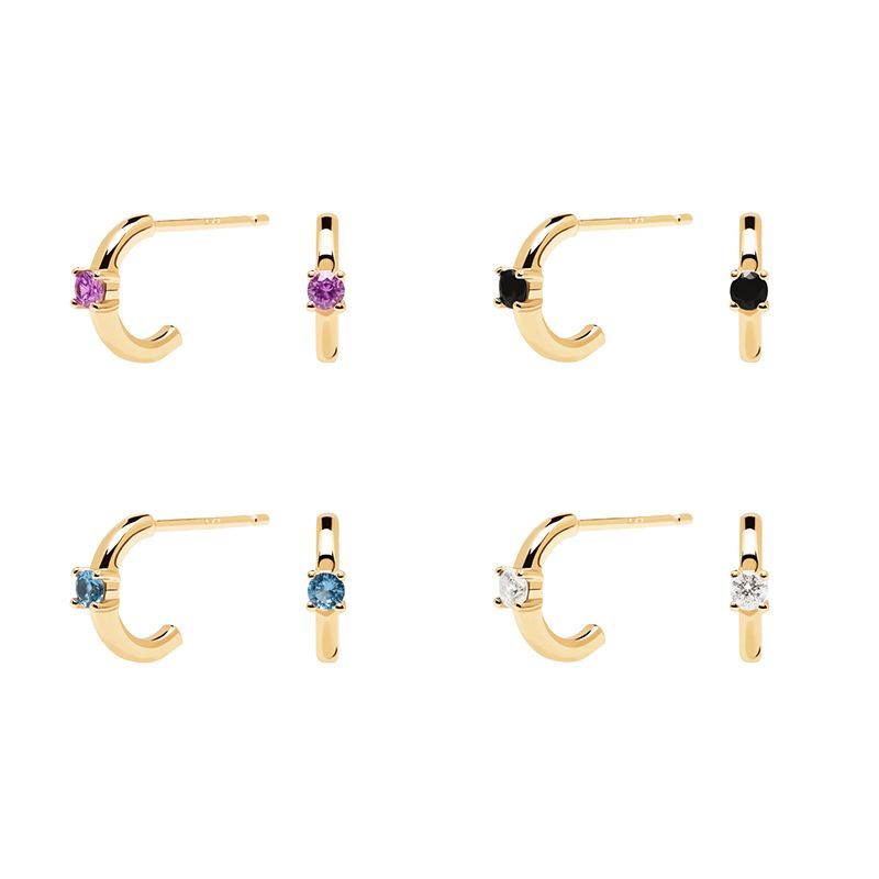 Boucles D&#39;oreilles En Forme De C En Zircon Multicolore Européen Et Américain Boucles D&#39;oreilles Simples