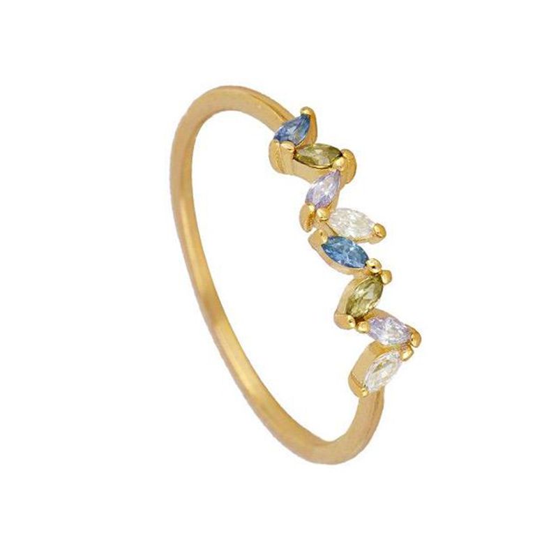 European And American Fashion Creative Butterfly Horse Dazzling Ring Cross-border New Arrival 18k Real Gold Micro Inlaid Color Zircon Copper Ring