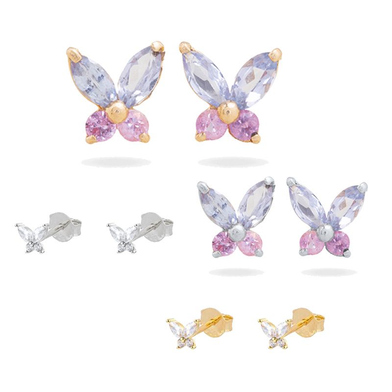 Cross-border Sterling Silver Needle Butterfly Studs Women's Japanese And Korean Temperamental Exquisite High-grade Earrings Super Fairy Mori Style Earring Ornament