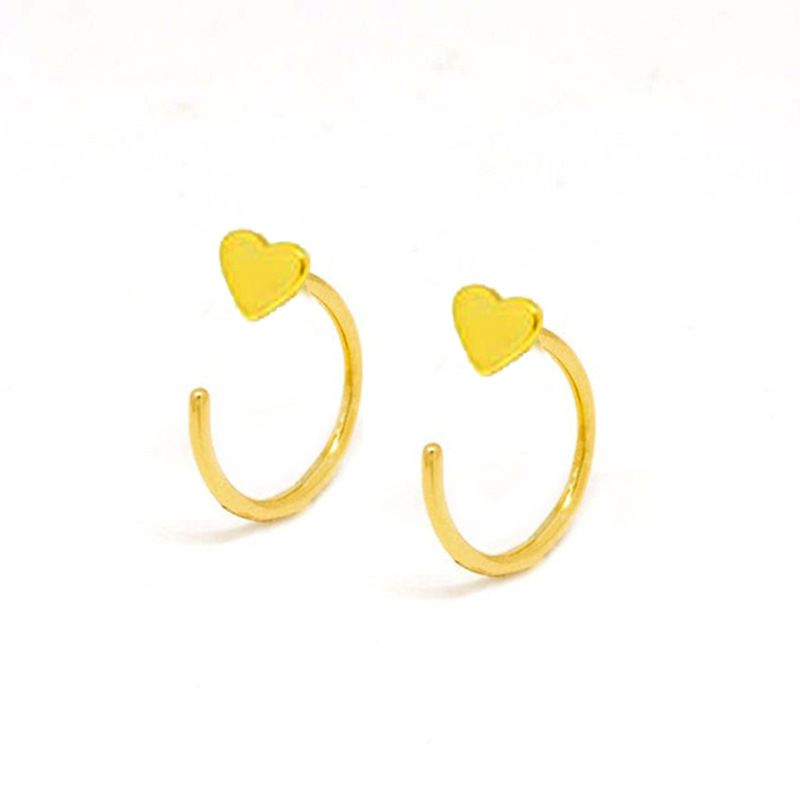 Fashion Heart-shaped White Fungus Hook Semicircular Copper Earrings