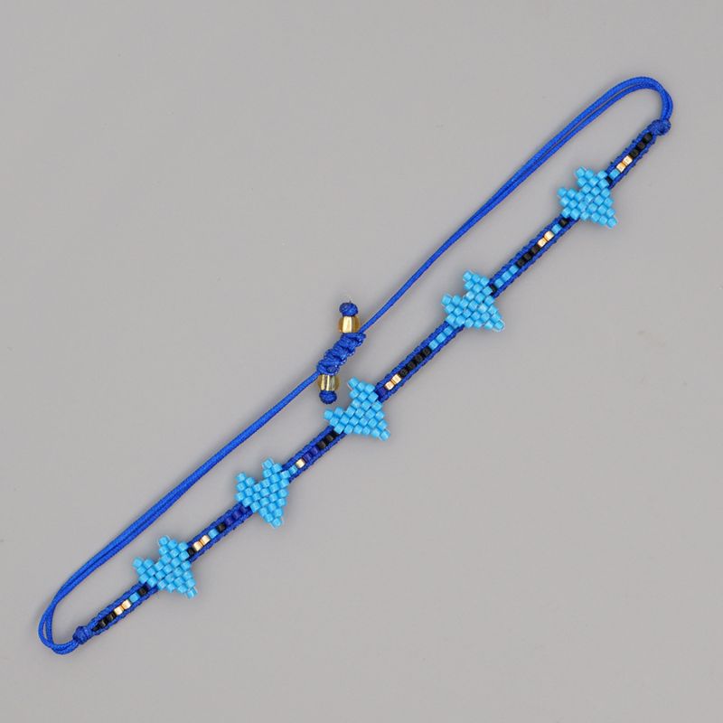 Miyuki Cuentas De Arroz Tejidas A Mano Azul Amor Amistad Cuerda Pequeña Pulsera Pulsera Apilable De Moda