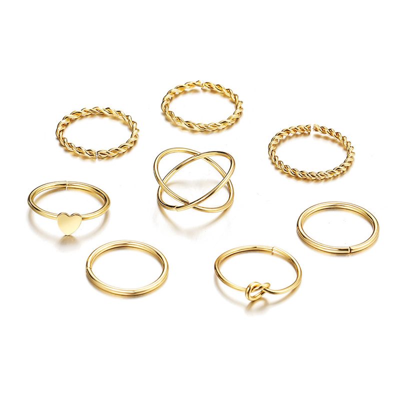 New Simple Alloy Joint Ring Set Creative Retro Multi-layer Cross Opening Twist Love Ring Wholesale