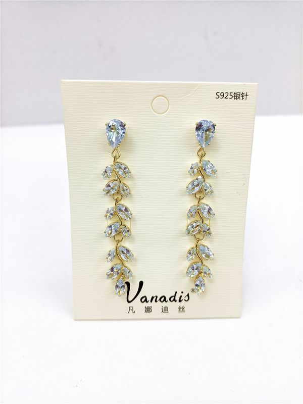 21101534 Diamond Leaf Tassel Earrings Korean Graceful Online Influencer New Fashion Earrings Women's High-grade Earrings